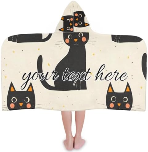 Joyousleap Black Cat Kids Beach Towel with Hood