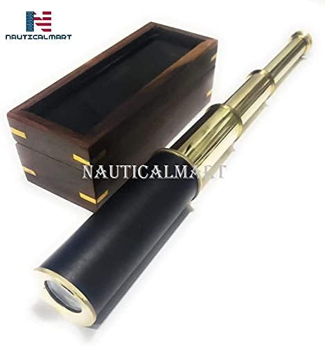 14 Inch Brass Pirate Telescope with Wooden Case