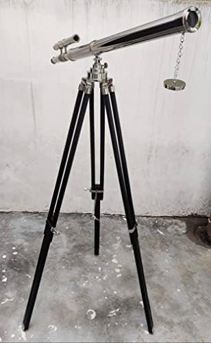 Marine Navy Designer Floor Standing Black Telescope with Chrome Finish