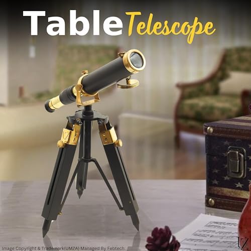Nautical Desktop Telescope with Brass and Leather Finish