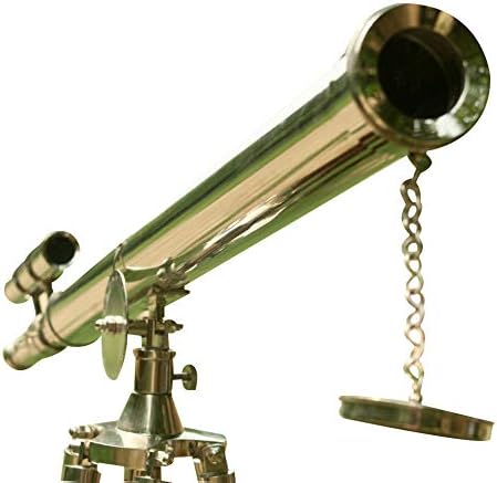 Nautical Double Barrel Telescope with Brass and Wood Stand