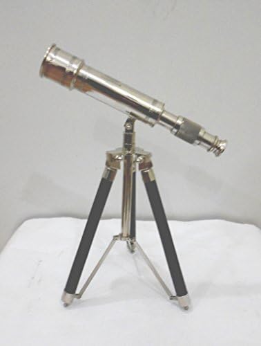 Solid Brass Telescope with Wooden Stand Nautical Decor