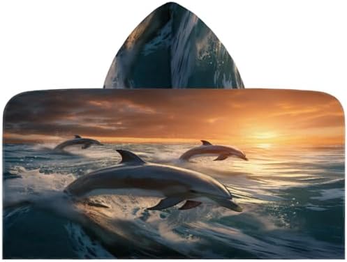 Dolphin Printing Hooded Towels for Kids 24 in x 50 in