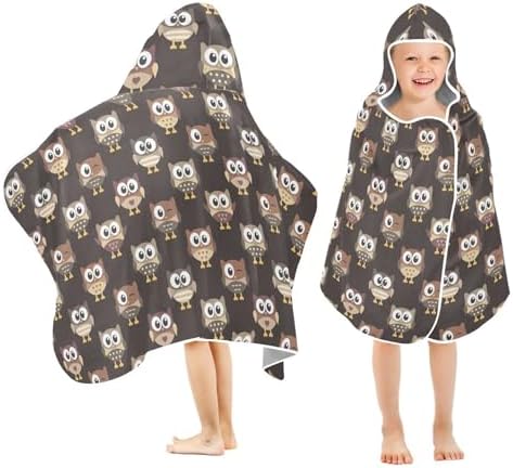 GOODOLD Owls Brown Kids Hooded Bath Towel