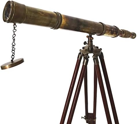 Antique Floor Standing Brass Telescope 52 Inches 1