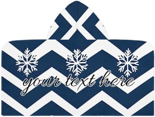 Snowflakes Personalized Kids Beach Towel with Hood Winter Blue Design