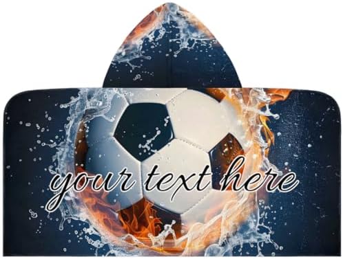 3D Soccer Personalized Kids Beach Towel with Hood