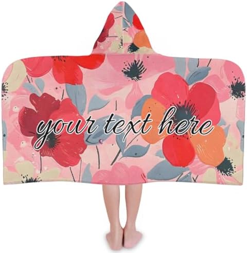 Pink Cute Retro Floral Personalized Kids Beach Towel