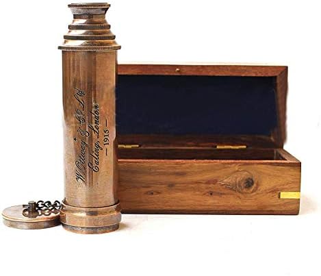 Vintage Copper Finish Telescope with Wooden Box