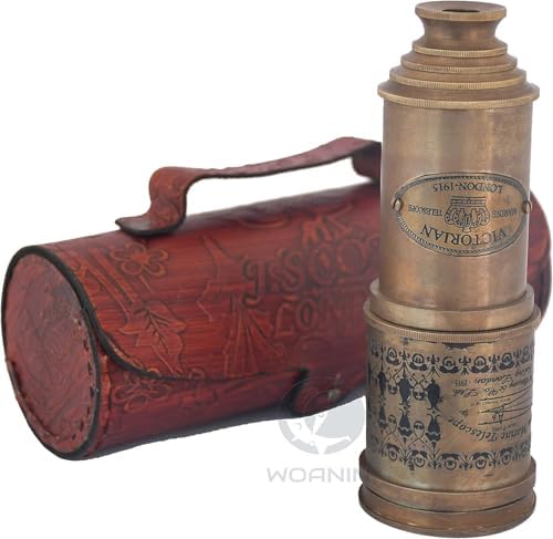 Antique Pirate Telescope 15x Brass with Leather Case