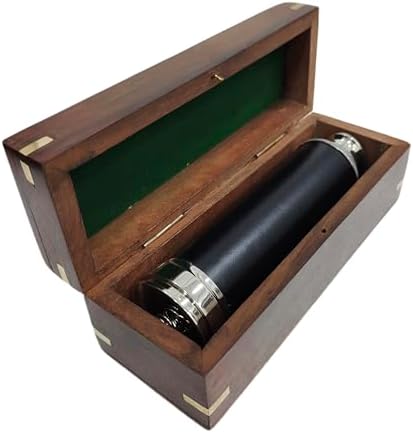 Antique Nautical Telescope 16 Brass Chrome Finish with Wooden Case