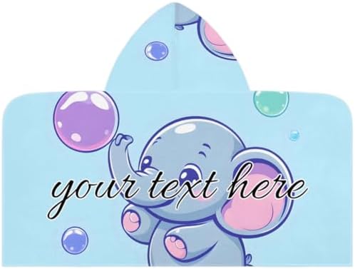 Blue Elephant Personalized Kids Beach Towel with Hood