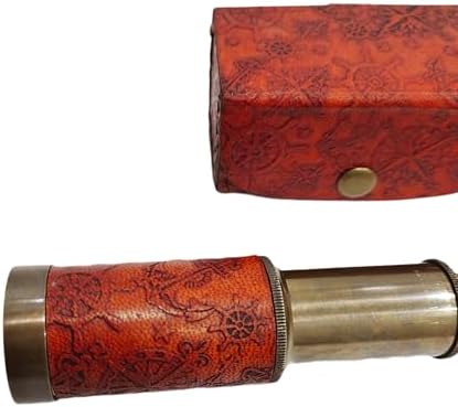6 Inch Nautical Brass Spyglass Telescope with Leather Case