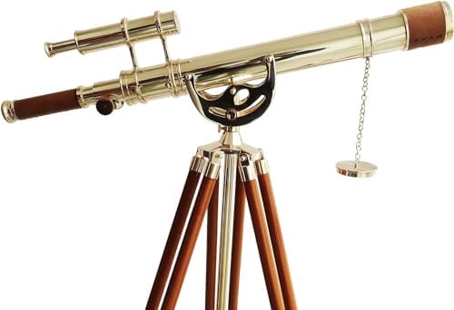 Navy Style Brass Finish Floor Standing Telescope