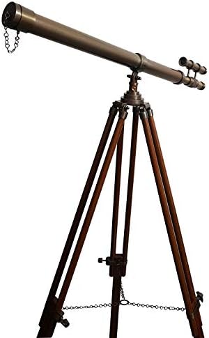 Marine Brass Antique Telescope with Wooden Tripod