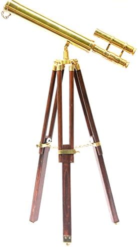 Brass Shiny Table Ware Decor Telescope Double Barrel