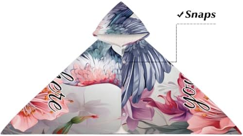 Personalized Kids Hooded Beach Towel with Flower Design