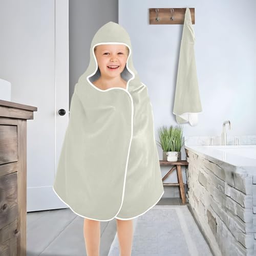 SPRIPORT Beige Kids Hooded Bath Towel Wrap