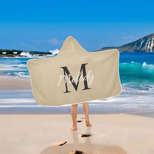 Custom Beige Hooded Kids Beach Towel for Boys Girls