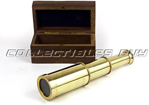 Vintage Mini Brass Telescope with Wooden Box