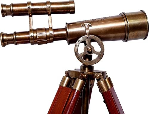 Victorian Marine Telescope 18x Pirate Spyglass with Rosewood Stand