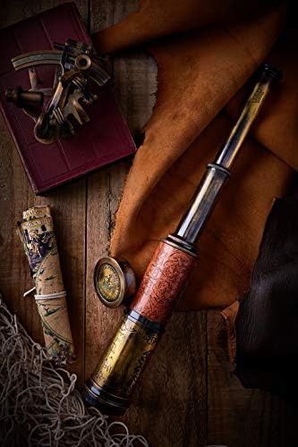 Handcrafted Brass Telescope with Leather Accents