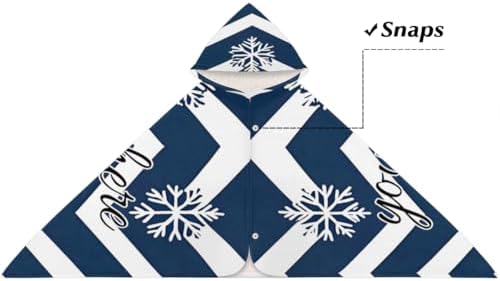 Snowflakes Personalized Kids Beach Towel with Hood Winter Blue Design