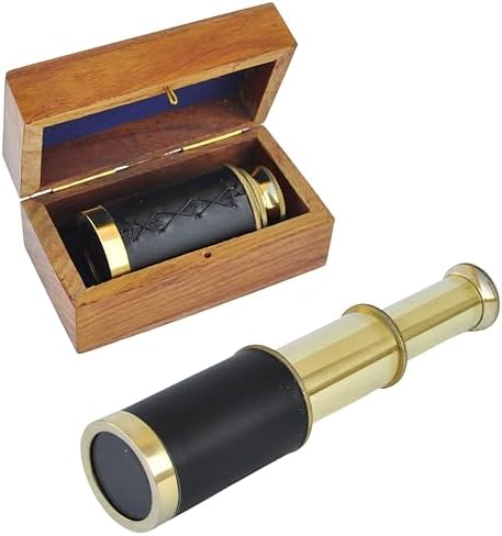 6 Brass Handheld Telescope with Wooden Box