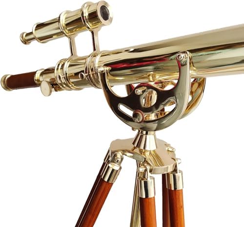 Navy Style Brass Finish Floor Standing Telescope
