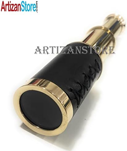 Brass Handheld Telescope with Black Leather Case 6 Inch