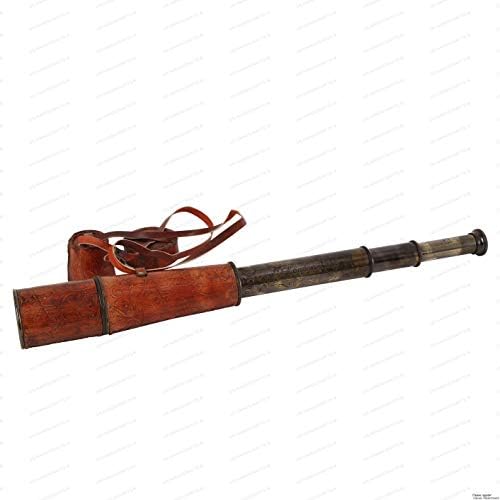 32 Inch Ship Captain Brass Telescope with Spy Glass and Leather Case