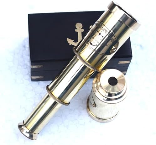 Adventure Pirate Brass Telescope with Anchor Wooden Box