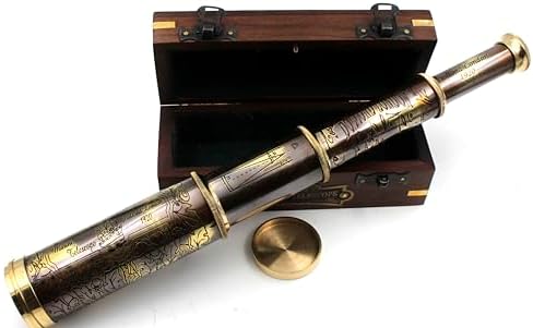 14 Inch Brass Telescope with Engraved Imprints - Pirate Collection Spyglass