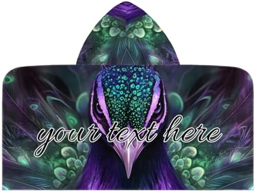 Peacock Personalized Kids Beach Towel with Hood 1
