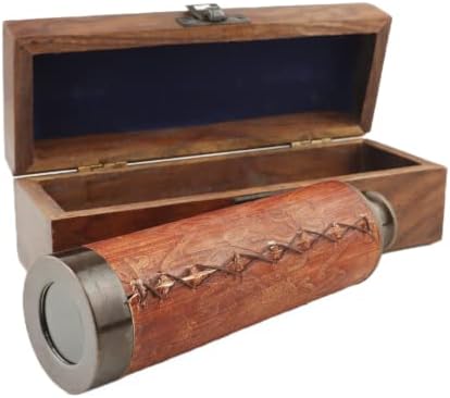 Antique Brass and Wood Telescope with 16 Inch Extension