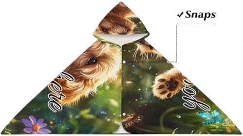 Personalized Kids Hooded Beach Towel with Butterfly Design 1