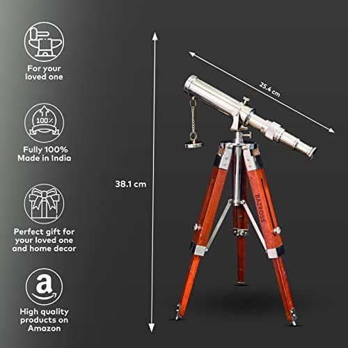 BAZROSS Brass Telescope with Wooden Tripod Stand