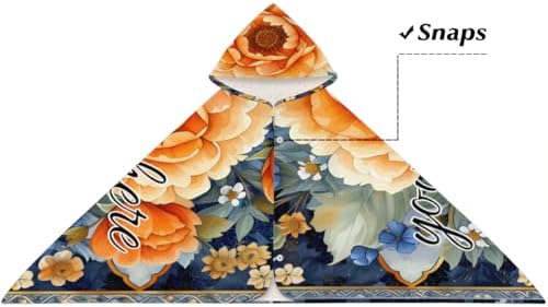 Boho Floral Personalized Kids Beach Towel with Hood