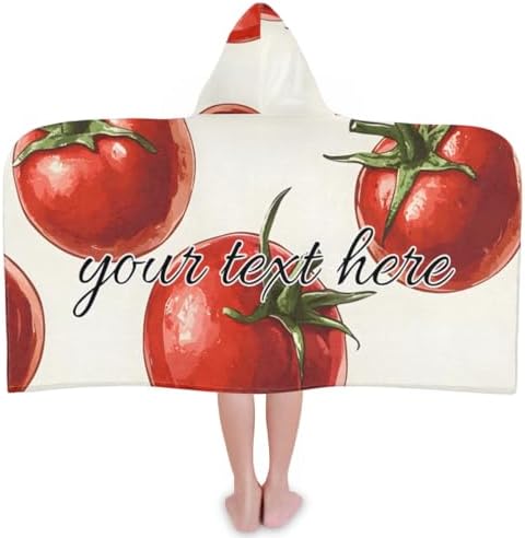 Tomatoes Personalized Kids Hooded Beach Towel for Boys Girls