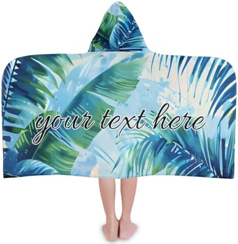Tropical Green Personalized Kids Beach Towel with Hood