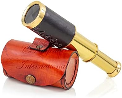 6 Solid Brass Spyglass Telescope Set with Carry Bag
