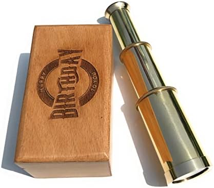 Brass Telescope Pirate Spyglass with Personalized Wooden Box