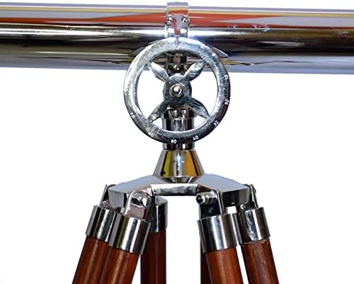Maritime Antique Brass Double Barrel Telescope with Wooden Tripod