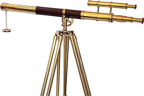 Nautical Royal Vintage Brass Double Barrel Telescope