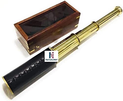 14 Inch Brass Pirate Telescope with Wooden Case