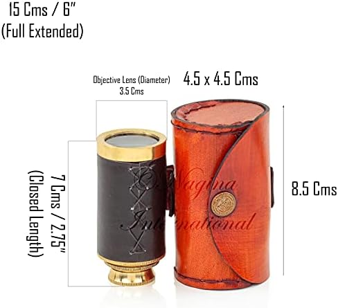 6 Solid Brass Spyglass Telescope Set with Carry Bag