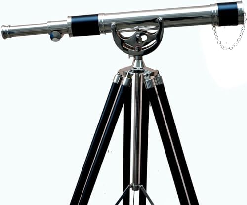 Antique Adjustable Brass Telescope with Wooden Tripod Stand