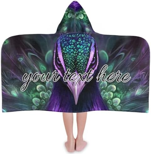 Peacock Personalized Kids Beach Towel with Hood 1