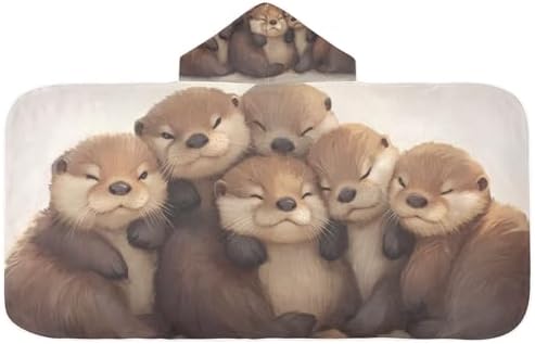 Cute Otters Kids Hooded Bath Towel 24x50