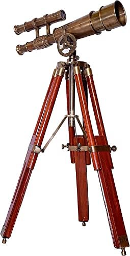 Victorian Marine Telescope 18x Pirate Spyglass with Rosewood Stand